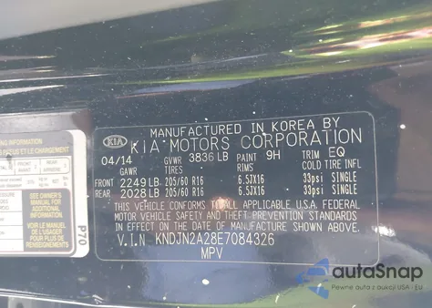 2014 Kia Soul from USA, damaged, VIN KNDJN2A28E7084326